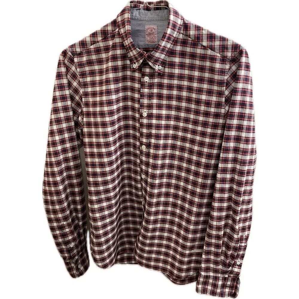 scotch and soda Red Plaid Button-down Shirt men M Cotton Collar Long Sleeve - Picture 4 of 11